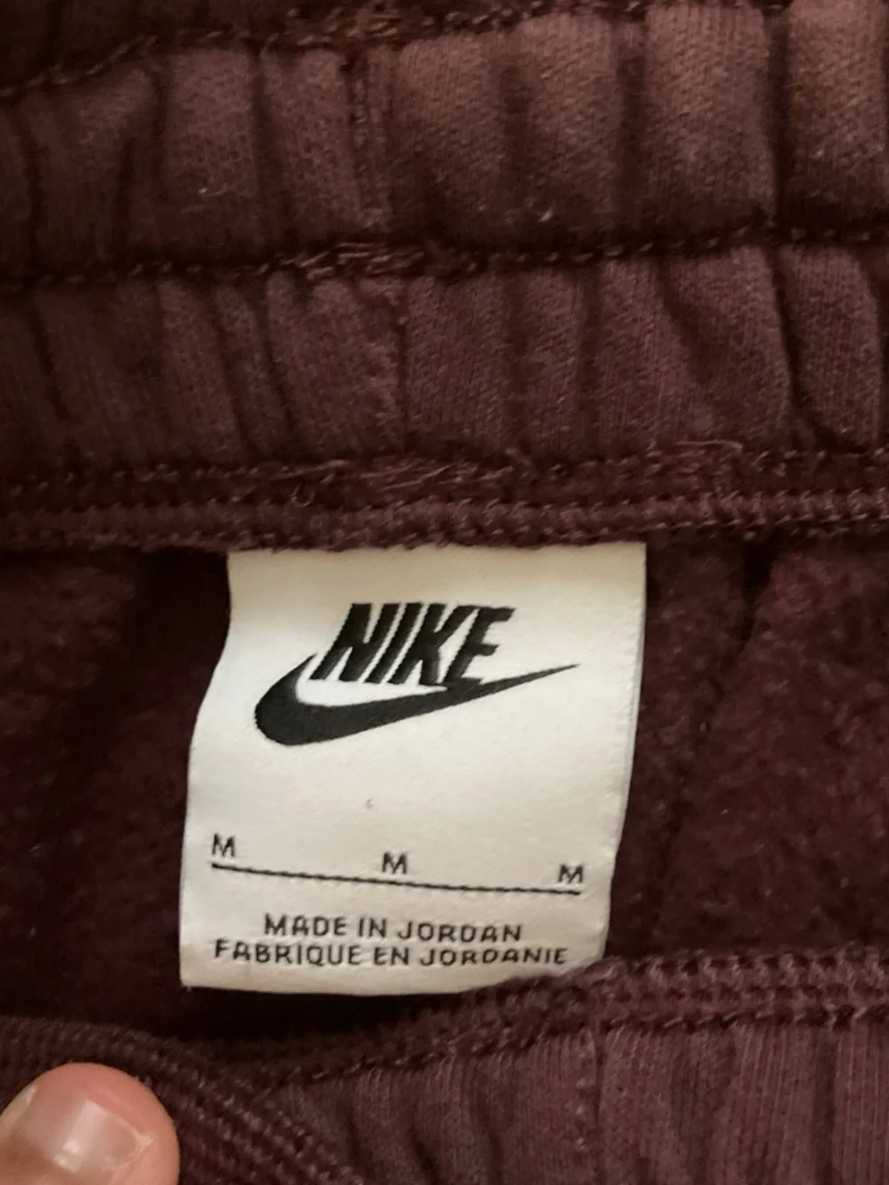 Nike Burgundy Sweat Joggers with White Swoosh